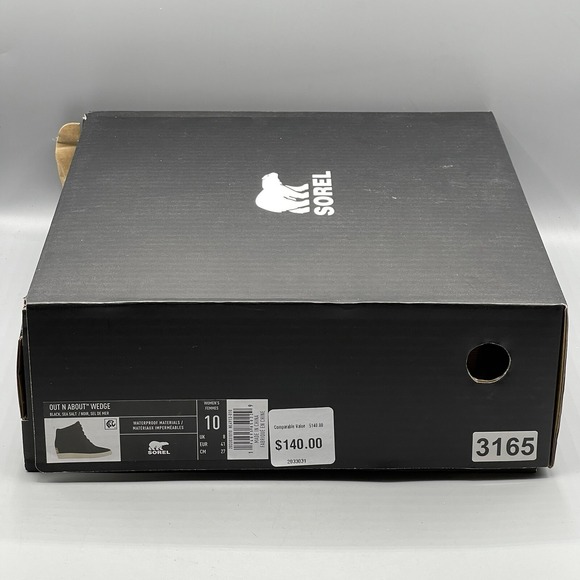 Sorel Women's 10 Boots Hidden Wedge Suede Black Waterproof Out N About - Picture 6 of 12